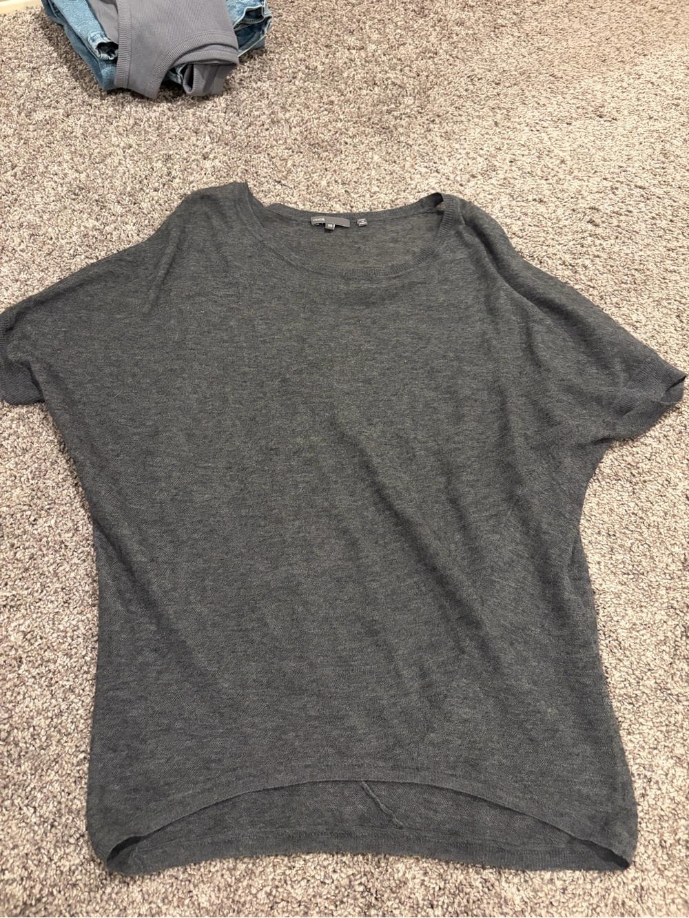 Vince Charcoal Gray Short-Sleeve Knit Top